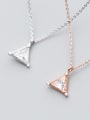 thumb S925 Silver Necklace Pendant wind fashion Diamond Diamond Pendant temperament geometric collar chain D4323 1