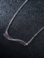 thumb 925 Sterling Silver With Platinum Plated Simplistic One Word Wave Necklaces 2