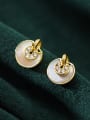 thumb 925 Sterling Silver With Gold Plated Classic Round Stud Earrings 0