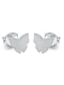 thumb Simple 925 Sterling Silver Little Butterfly Stud Earrings 0
