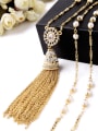 thumb Classical Long Tassel Alloy Sweater Necklace 1
