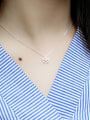 thumb Simple Cubic Zircon-studded Snowflake Silver Necklace 1