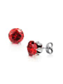 thumb Simple Tiny Red Zircon Titanium Stud Earrings 0