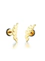 thumb Fashion Titanium Leaf Smooth Stud Earrings 2