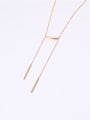 thumb Titanium With Gold Plated Simplistic Asymmetrical Long Stick Chain Necklaces 3