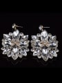 thumb Exaggerated Flower Glass Rhinestones Two Pieces Jewelry Set 1