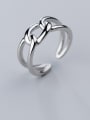 thumb 925 Sterling Silver With Platinum Plated Simplistic Geometric Free Size Rings 3