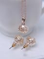 thumb Alloy Rose Gold Plated Fashion Hollow Flowers Artificial Pearl Two Pieces Jewelry Set 1