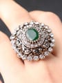 thumb Exaggerated Retro style Green stone Rhinestones Alloy Ring 1