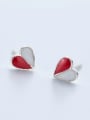 thumb Elegant Green Heart Shaped S925 Silver Glue Stud Earrings 2