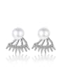 thumb Simple Imitation Pearl Shiny Cubic Zirconias Stud Earrings 0