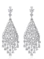 thumb Copper With White Gold Plated Trendy Geometric Chandelier Earrings 0