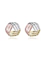 thumb Tiny Triple Color Plated 925 Silver Triangle Stud Earrings 0