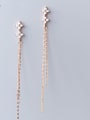 thumb 925 Sterling Silver With 18k Rose Gold Plated Delicate Chain Cubic Zirconia Earrings 0