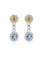 thumb Exquisite Flower Shaped Swiss Zircon Drop Earrings 0