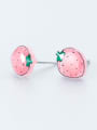 thumb Lovely Strawberry Shaped S925 Silver Stud Glue Earrings 1