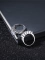 thumb Exquisite White Gold Plated Geometric Glass Bead Ring 1