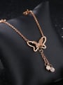 thumb Elegant Butterfly Rhinestones Rose Gold Plated Anklet 3