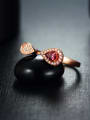 thumb Ruby Gemstone Zircon Water Drop shaped Opening Cocktail Ring 1