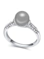 thumb Simple Imitation Pearl Tiny Crystals Alloy Ring 1