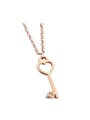 thumb Simple Heart Key Pendant Rose Gold Plated Necklace 0