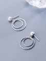 thumb 925 Sterling Silver Imitation pearls Classic Round Stud Earrings 0