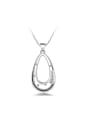 thumb Simple Cubic Zirconias Hollow Water Drop shaped Pendant Copper Necklace 0