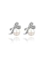 thumb Exquisite Bowknot Shaped Artificial Pearl Stud Earrings 0