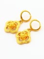 thumb Luxury 24K Gold Plated Flower Shaped Drop Earrings 1