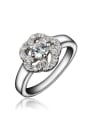 thumb Elegant 18K Platinum Plated Flower Shaped Zircon Ring 0