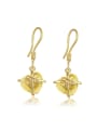 thumb Elegant Women Heart-shape Yellow Crystal Drop Earrings 0