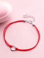 thumb Sterling silver hollow heart shape red thread bracelet 1
