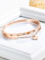 thumb Stainless Steel With Rose Gold Plated Simplistic tassels Heart with Rome number Bangles 0