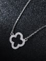 thumb 925 Sterling Silver With Platinum Plated Simplistic Hollow Flower Necklaces 1