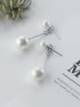 thumb Temperament Double Artificial Pearl S925 Silver Stud Earrings 0