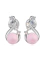 thumb Personalized Imitation Pearl White Crystals-studded Alloy Stud Earrings 0