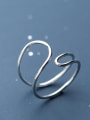 thumb 925 Sterling Silver With Platinum Plated Simplistic Double Layer Free Size Rings 1