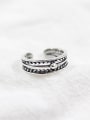 thumb 925 Sterling Silver With Antique Silver Plated Vintage hollow beads Free Size Rings 0