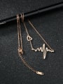 thumb Simple Heart Rate Titanium Rose Gold Plated Necklace 1