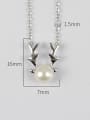 thumb Pure Silver Natural Freshwater Pearl Christmas antlers Necklace 4