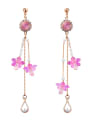 thumb Alloy With Rose Gold Plated Trendy Flower Drop Earrings 4