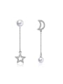 thumb Personalized Hollow Moon Star Imitation Pearl Drop Earrings 0