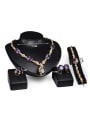 thumb Alloy Imitation-gold Plated Fashion Artificial Gemstones Four Pieces Jewelry Set 2