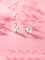 thumb 925 Sterling Silver With Platinum Plated Simplistic Flower Hook Earrings 4