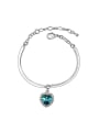 thumb Simple Blue Heart austrian Crystal Alloy Bracelet 0