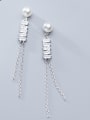 thumb 925 Sterling Silver With Platinum Plated Trendy Geometric Tassel Earrings 1