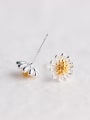 thumb S925 Silver Beautiful Small Chrysanthemum stud Earring 1