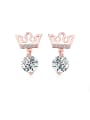thumb 18K Rose Gold Crown Shaped Zircon Cluster earring 0