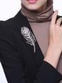 thumb Copper With Cubic Zirconia Fashion Feather Brooches 2