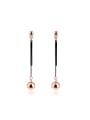 thumb Fashion Rose Gold Plated Beads Titanium Drop Earrings 0